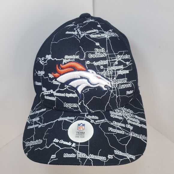 Rare Denver Broncos Adjustable Hat Map Of Colorado Ball Cap 3D Embroidered NWOT - Picture 2 of 11